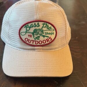 Bass Pro Shops Beige  Mesh Trucker Cap with Red & Green Patch